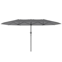 Ombrellone Doppio 436 x 260 cm, Protezione UV Ombrellone in Acciaio con Manovella, Grigio Scuro