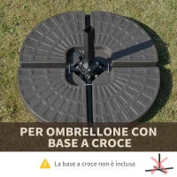 Basamento per Ombrellone Decentrato da Giardino con Base a Croce, Set 4 Mattonelle in HDPE da 66x45x10cm
