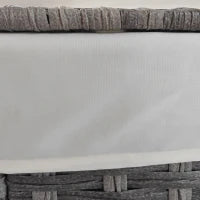 Cesta Contenitore da Giardino e Casa in Rattan con Tessuto Interno, 57x34x62cm, Grigio
