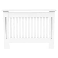 Copritermosifone a Doghe in MDF per Casa e Ufficio, 112x19x81 cm, Bianco