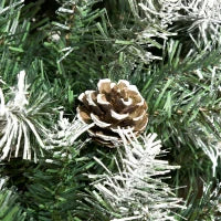 Albero di Natale Artificiale Innevato 180cm con 800 Rami e Pigne, Apertura Automatica e Base Pieghevole, Verde