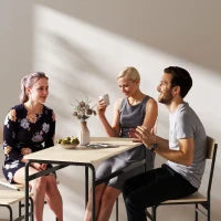 Set da Pranzo 5 Pezzi con Tavolo Rettangolare e 4 Sedie da Pranzo, in Legno e Metallo, Nero e color Legno