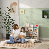 Libreria Per Bambini, Scaffale Per Libri Per Bambini 4 Livelli, Supporto Per Libri, Griglia Di Archiviazione, Bianco