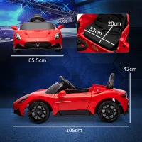Macchina per Bambini Maserati MC20, Guida Manuale, Telecomando e Fari LED, Età 3-6 Anni, Rosso