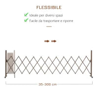 Recinzione per Giardino a Larghezza Regolabile, in Metallo e Alluminio, 300x31x103.5 cm, Marrone Scuro