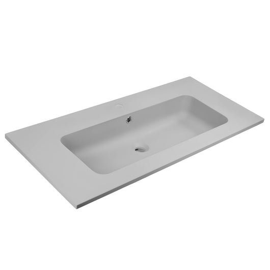 Lavabo ad incasso mineral marmo colore grigio cenere mobile composizione bagno *** misure 101x46 cm, confezione 1