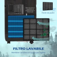 Condizionatore Portatile 950W con 5 Modalità e 3 Velocità, in Plastica ABS e Acciaio, 33x28x70.4 cm, Nero
