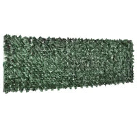 Rotolo di Siepe Artificiale per Balcone e Giardino in PE Anti-UV, Siepe Finta con Foglie Verde Scuro 300x100cm
