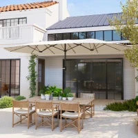 Ombrellone Doppio 436 x 260 cm, Protezione UV, Ombrellone in Acciaio con Manovella, Beige