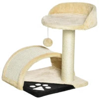 Albero Tiragraffi per Gatti per Gioco e Relax 35.5x37x46 cm Beige