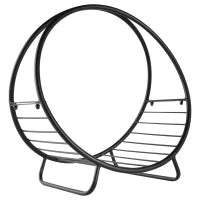 Portalegna in Metallo per Interni ed Esterni per Camino, Porta Legna da Interno con Forma a Cesto, 45x29.5x47cm, Nero