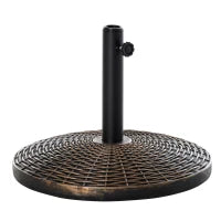 Base per Ombrellone Rotonda in Plastica Effetto Rattan da 25kg per Pali da 35mm, 38mm, 48mm