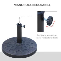 Base per Ombrellone Rotondo per Pali da Ø38 e Ø48 mm, in Resina e Acciaio, Ø45 cm, Bronzo