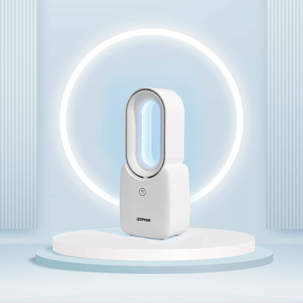 Zephir ventilatore da tavolo ricaricabile no pale 3 velocità 7 colori di luce