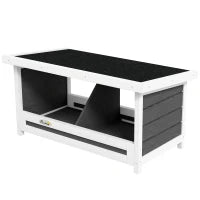 Nido per Galline a 2 Aree con Base Rialzata e Tetto, in Legno e Bitume, 66x37x34 cm, Grigio Bianco e Nero