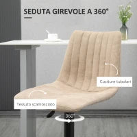Sgabelli da Bar Set 2 Pezzi ad Altezza Regolabile, in Acciaio e Poliestere, 47.5x57.5x95-116 cm, Marrone