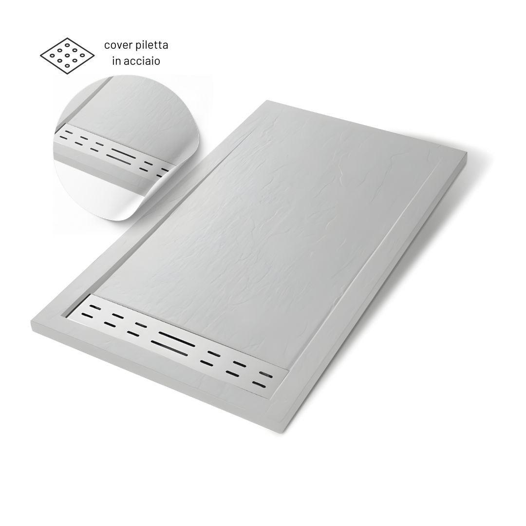 Piatto doccia mineral marmo resina antiscivolo h 4 cm *** misure l140 x p80 x h4 cm, tinta bianco, confezione 1