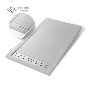 Piatto doccia mineral marmo resina antiscivolo h 4 cm *** misure l140 x p80 x h4 cm, tinta bianco, confezione 1