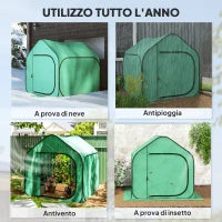 Serra a Casetta Pieghevole con Ingresso a Cerniera, in Acciaio e PE, 150x148x148 cm, Verde