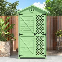 Capanno per archiviazione da giardino in legno, resistente alle intemperie, ampio spazio 101,5x56,5x175,3 cm, verde