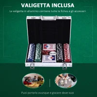 Valigetta Poker Professionale in Alluminio, Set Poker con 200 Fiches e 2 Mazzi per Texas hold'em e Blackjack