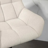 Set 2 Sgabelli da Bar Regolabili in Altezza, in Similpelle e Tessuto effetto Lino, Crema