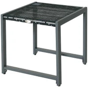 Tavolino da Caffè da Giardino Piano in Vetro Temperato in Rattan Alluminio 50 x 49,5 x 50 cm