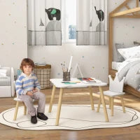Set Tavolo e 2 Sedie per Bambini con Schienale a Corona, Età 3-6 Anni, Bianco