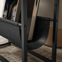 Tavolino d'Appoggio con Scaffale e Porta Riviste Struttura in Acciaio Design Industriale, 43 L x 18 P x 56 H cm