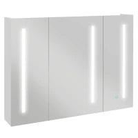 kleankin Armadietto con Specchio con Ripiani Regolabili e Luci LED a 3 Colori, in MDF e Vetro, 90x15x70 cm, Bianco