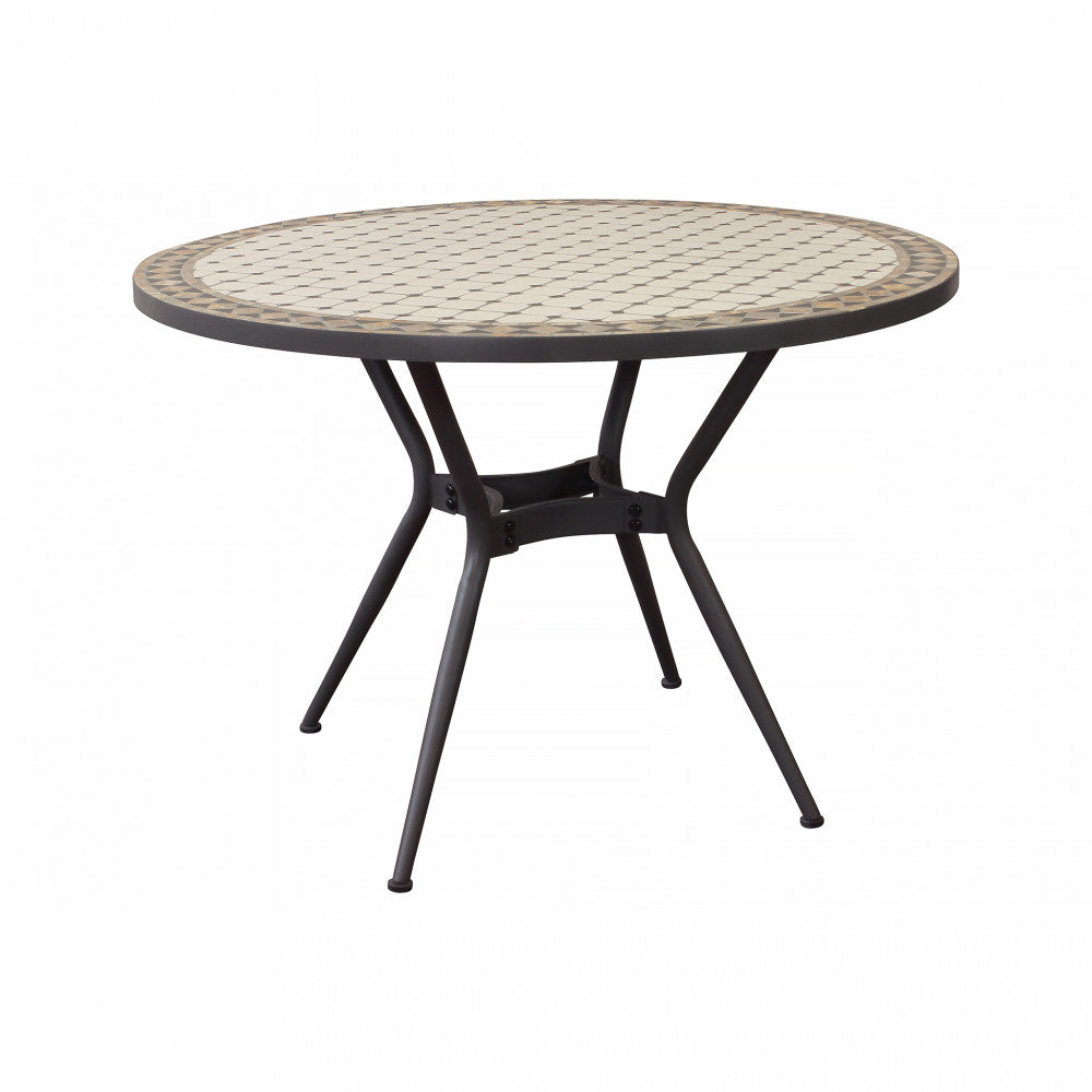 Tavolo Ceramica E Ferro Verniciato Rotondo Prometeo Ø 110 Cm