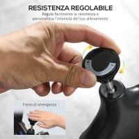 Cyclette da Casa con Manubrio e Sella Regolabile e Monitor LCD, in Acciaio e ABS, 118x50x105-115 cm, Blu