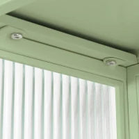 Moderno pensile con ante in vetro, due livelli di spazio chiuso, ripiano aperto e porta asciugamani, 70×23×78 cm, Verde