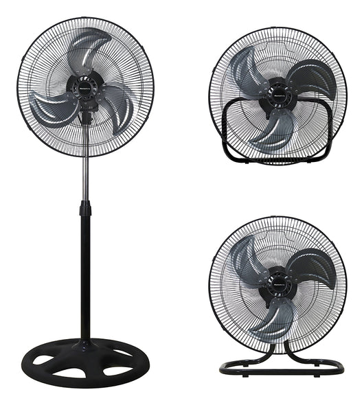 Melchioni Family | Ventilatore Industriale 3 in 1, Installabile a Terra, a Parete o sul Tavolo, 3 Velocità, Funzione di Oscillazione, 3 Pale in Metallo, 45 W, Silenzioso, Colore Nero