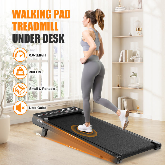 Tapis roulant con inclinazione - Tapis Roulant Salvaspazio 1-8KM/H - Walking Pad con 5 Ammortizzazione e Motore Silenzioso da 2,5 CV - Carico Massimo 120KG, Noir