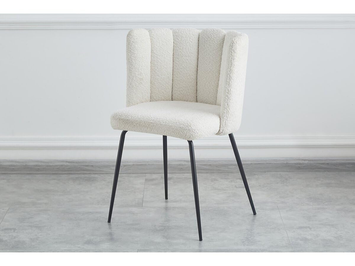 Set 2 Sedie da Giardino Design Riccio Crema Metallo e Tessuto Habitat et Jardin