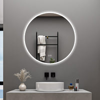 AICA Specchio da bagno 70 x 70 cm, blue tooth, 3 colori, antiappannamento, dimmerabile, interruttore touch, Funzione Memoria