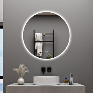 AICA Specchio da bagno 70 x 70 cm, blue tooth, 3 colori, antiappannamento, dimmerabile, interruttore touch, Funzione Memoria