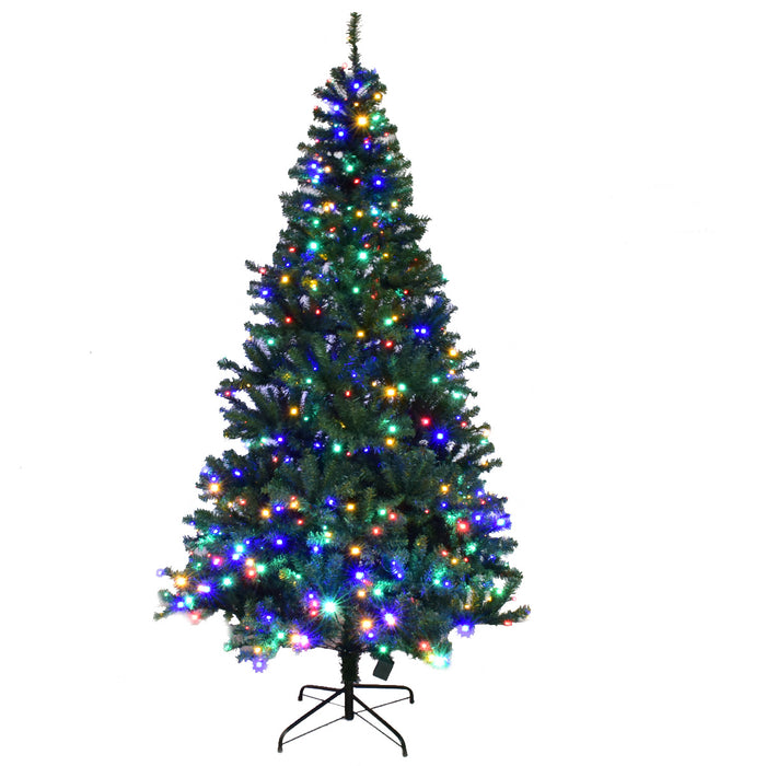 Albero di natale artificiale in PVC con 1570 rami 500 LED supporto in metallo, Albero natalizio 210cm-Alberi di Natale