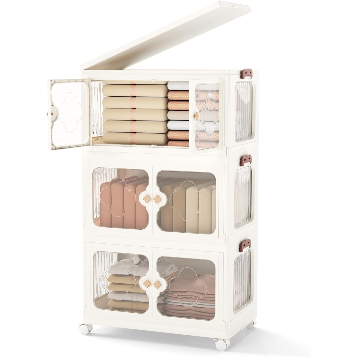 Contenitori da stoccaggio con coperchio da 159l, Scatole immagazzinaggio con route Bianco-Cassettiere