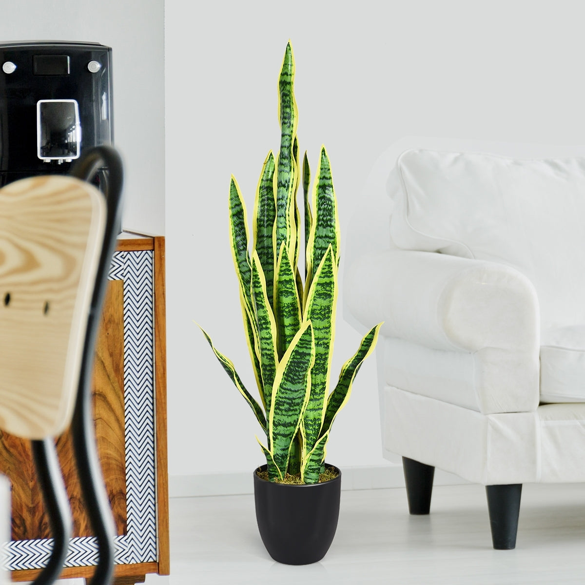 Pianta artificiale sansevieria finta da 90cm con serpente con vaso e 20 foglie, agave finta per casa giardino ufficio-Piante artificiali