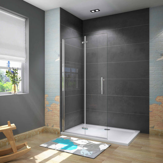 Walk in Parete Doccia Movibile 2 Pannelli Pieghevoli a Libro 71x195 cm in Vetro 6 mm Trasparente Temperato Anticalcare Telaio Cromato Lucido