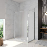 H.185 cm Box Doccia a Tre Lati Porta Scorrevole con 2 Parete Fissa Vetro Temperato 5 mm Satinato Opaco 110x70x70 cm