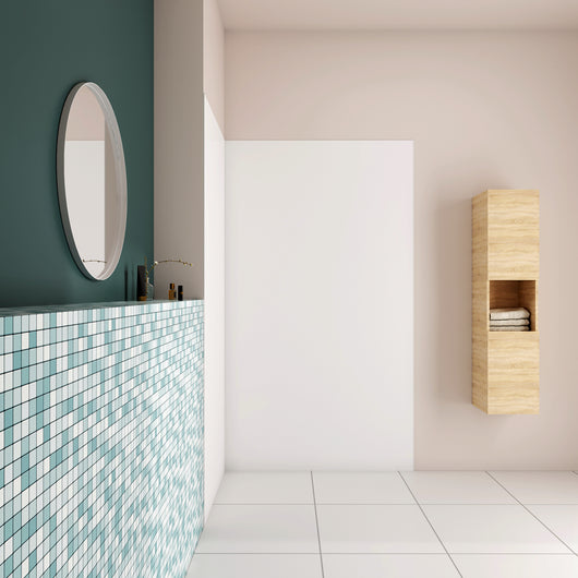 H.210 cm Pannello Doccia ad Angolo 40x100 cm Realizzato in Alluminio da 3 mm con Profili Finitura Bianco Opaco per Rivestimento Parete Bagno