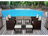 Habitat et Jardin Set da Giardino Resina Intrecciata Marrone 6 Posti Tavolo e Sedie