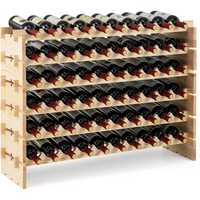 Scaffale modulari impilabile per vino da 60 bottiglie-Scaffale in legno a 6 ripiani per conservazione vino Naturale
