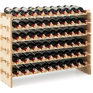 Scaffale modulari impilabile per vino da 60 bottiglie-Scaffale in legno a 6 ripiani per conservazione vino Naturale