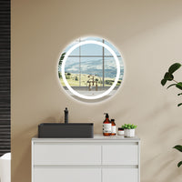 AICA SPECCHIO DA BAGNO ROTONDO CON LED 60 x 60 cm, antiappannamento, interruttore a sfioramento