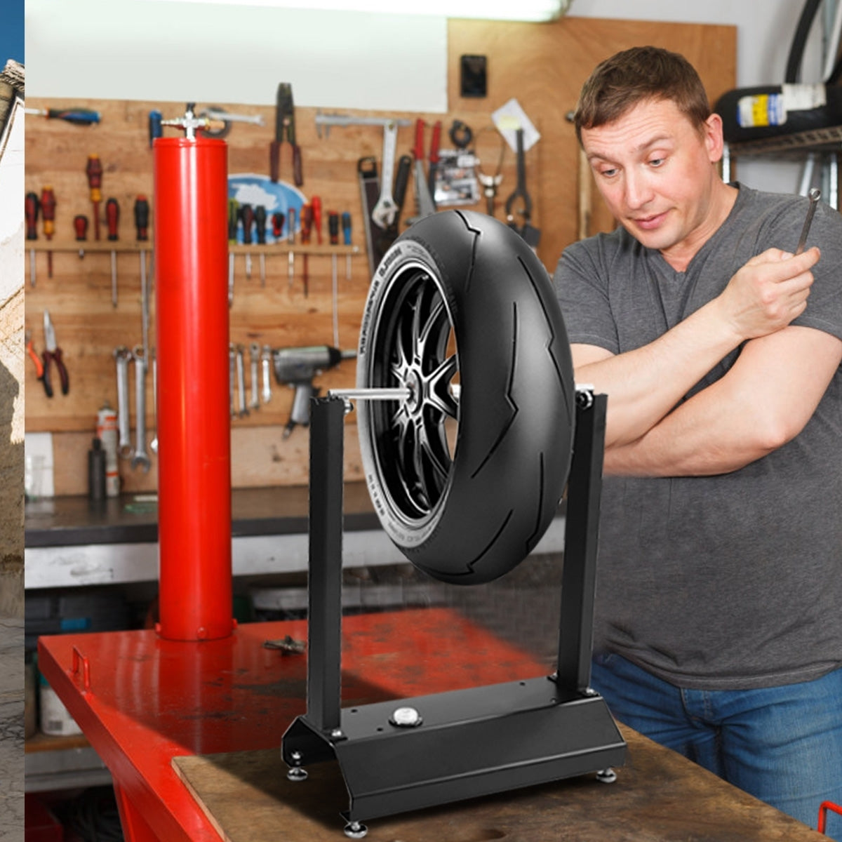 Equilibratrice portatile per bilanciare pneumatici di motocross-equilibratrice statica per ruote di bici e moto per casa e officina