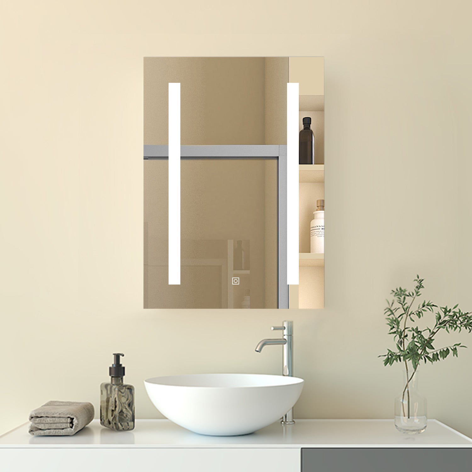 Mobiletto Specchiera Pensile da Bagno 50x70 cm, Bianco